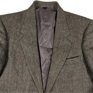 Vintage Joe Namath Signature Collection Gray Herringbone Wool Blazer, Size 40L
